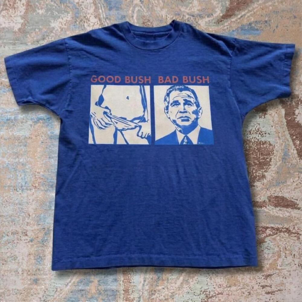 Good Bush Bad Bush Graphic Tee With Two Side By Side Portraits